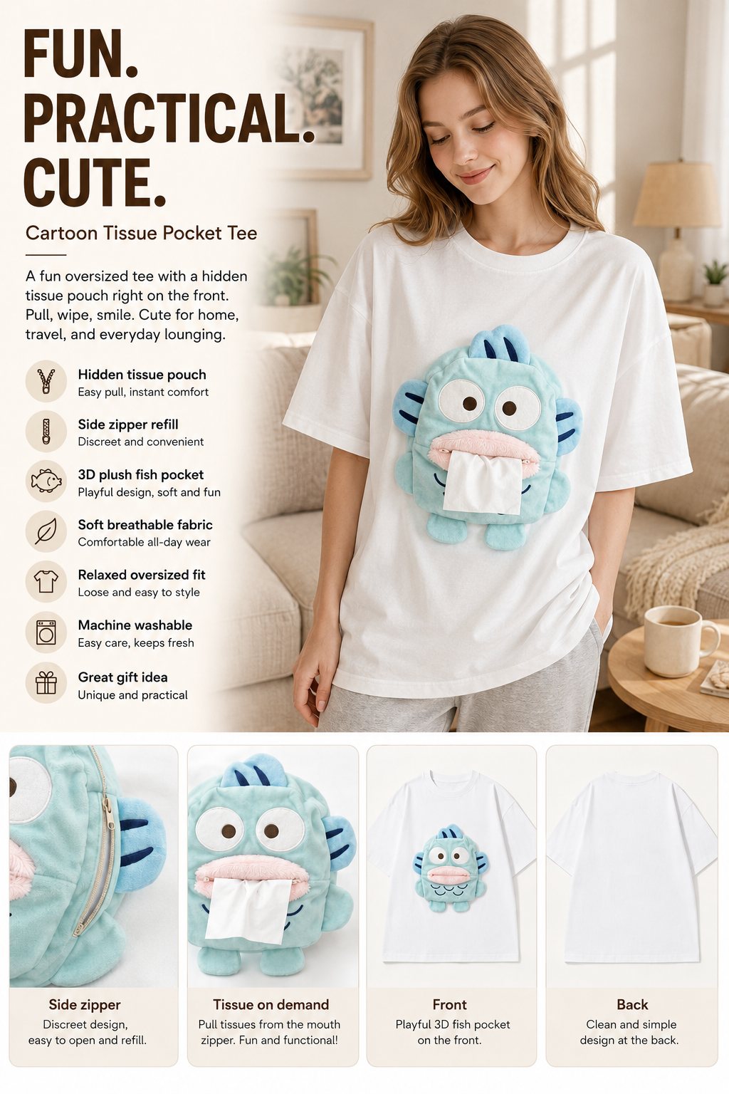 Clownfish Plush Tee details