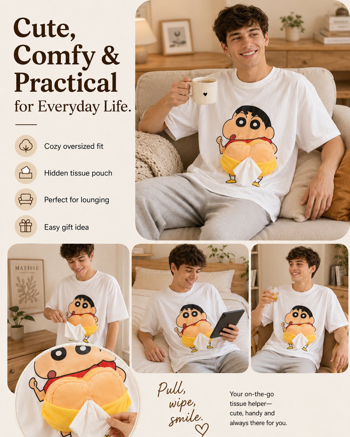 Shin-chan Plush Tee lifestyle